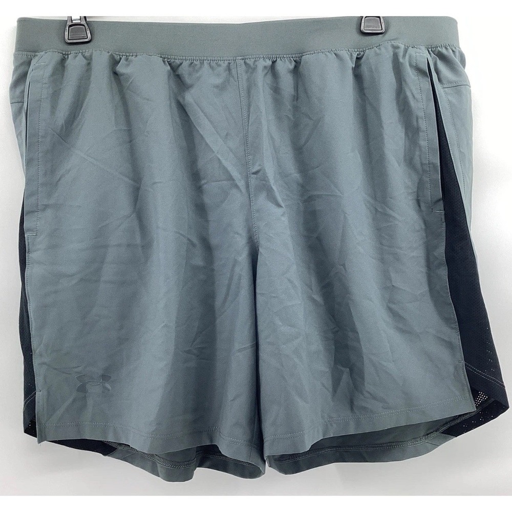 Under Armour UA Shorts Mens Sz 2XL Gray Launch 5" 1361492-012 Brief Lined NEW